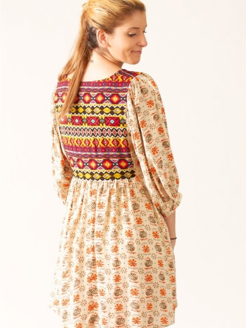 Umgee Boho dress Tunic with southwestern Embroidered Yoke - Picture 2 of 10